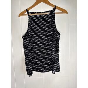 Square neck geometric sleeveless blouse petite large